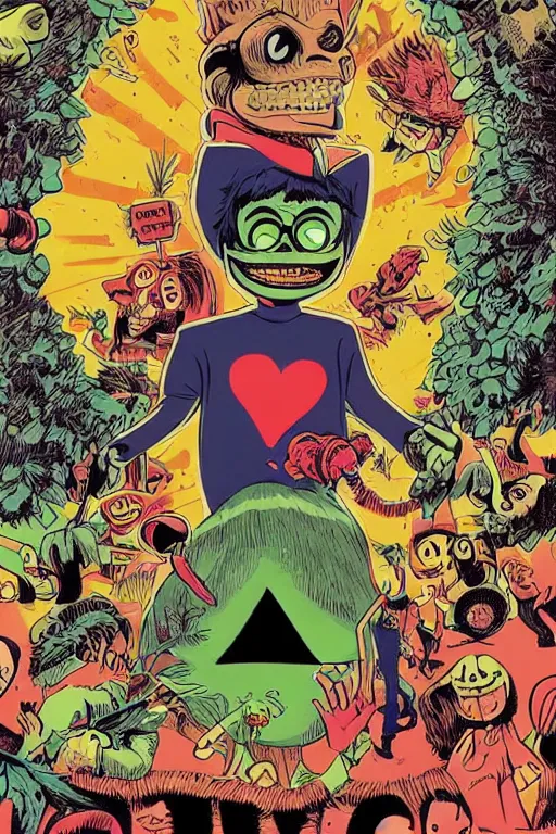 Image similar to the cover of a new goosebumps book, in the style of jamie hewlett, detailed, aesthetic,