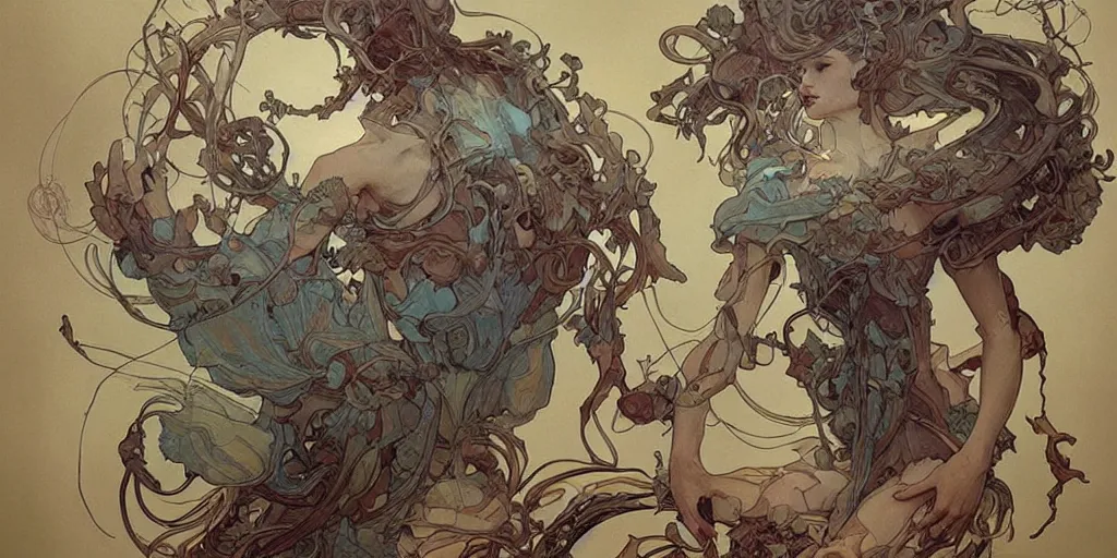 Image similar to epic concept illustration of a fungus god, by james jean, by artgerm and greg rutkowski and alphonse mucha. uhd, amazing depth, cinematic lighting, glossy wet levitating floating fungus god with arms outstretched.