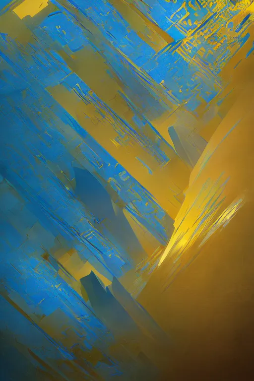 Image similar to art deco abstrct patterns, blue and gold, 8 k, powerfull, intricate, elegant, volumetric lighting, digital painting, highly detailed, artstation, sharp focus, illustration, concept art, ruan jia, steve mccurry, beksinski