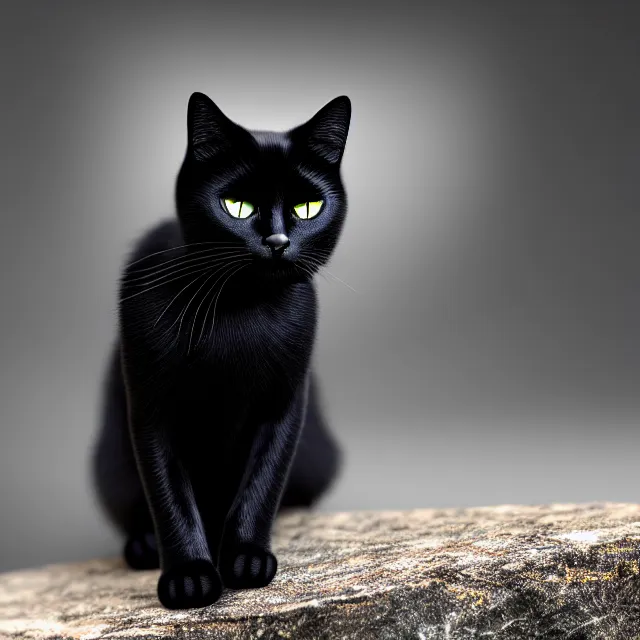 Image similar to black cat, fantasy, highly detailed, 4 k, hdr, smooth, sharp focus, high resolution, award - winning photo, photorealistic