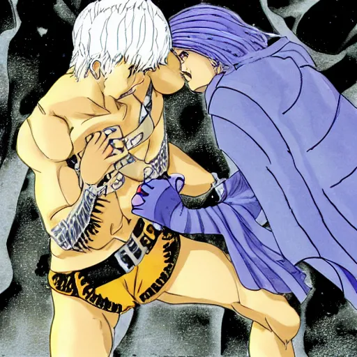 Image similar to Guts and Puck fighting Griffith