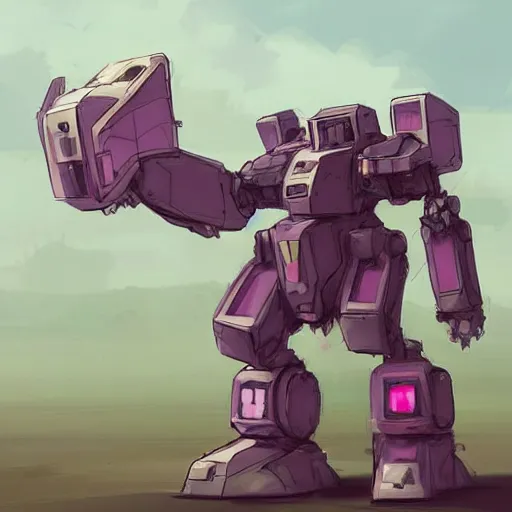 Image similar to concept art of an heavy fat warmech, pink and cute mech, looks lijke a gorilla, photoshop, trending on artstation by alex ichim and evan leep and salvatorre yazzie, # mechanical design, # mecha, # digital 2 d, # character design