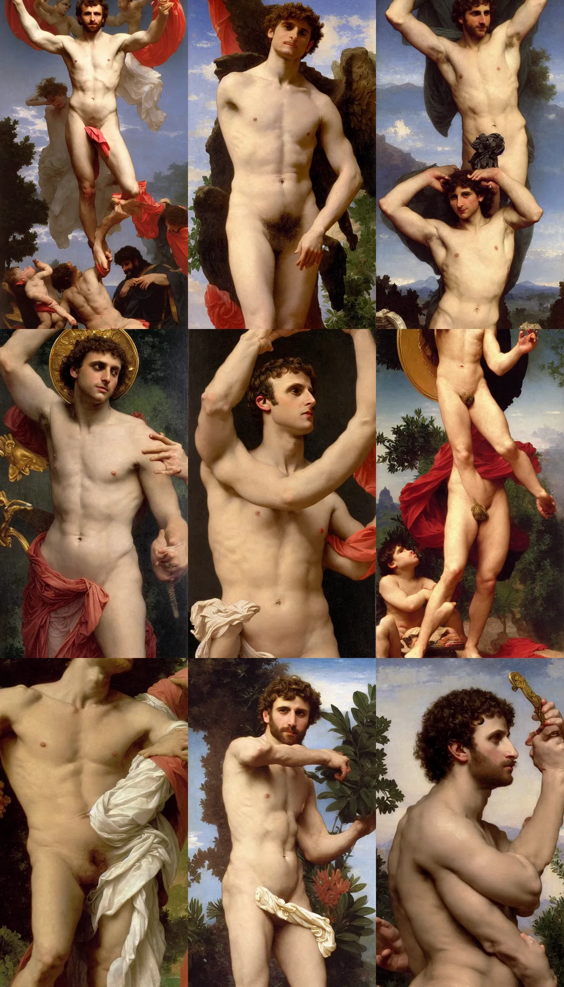 Prompt: portrait of emmanuel macron as the roman god jupiter, by bouguereau