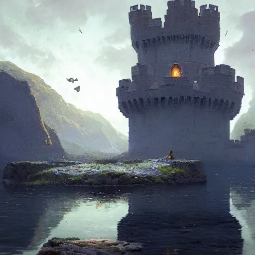 Image similar to the concept artist thinks to himself before he writes dozens of hived hexagonal frog kappa bee fat guys in the castle keep glorious cliff moat with the crescent moon rippling above. Craig Mullins, Dylan Cole, Liang Mark, Darek Zabrocki, Finnian MacManus, Sung Choi, Ruan jia, Albert Bierstadt Greg Rutkowski, Cinematic Keyframe Environmental & Architectural Design Concept Art, Trending on ArtStation?