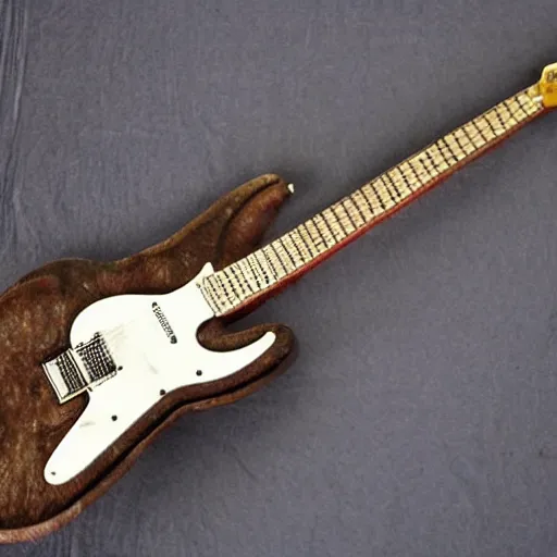 Prompt: electric guitar made of bones, intricate, realistic, perfect shape