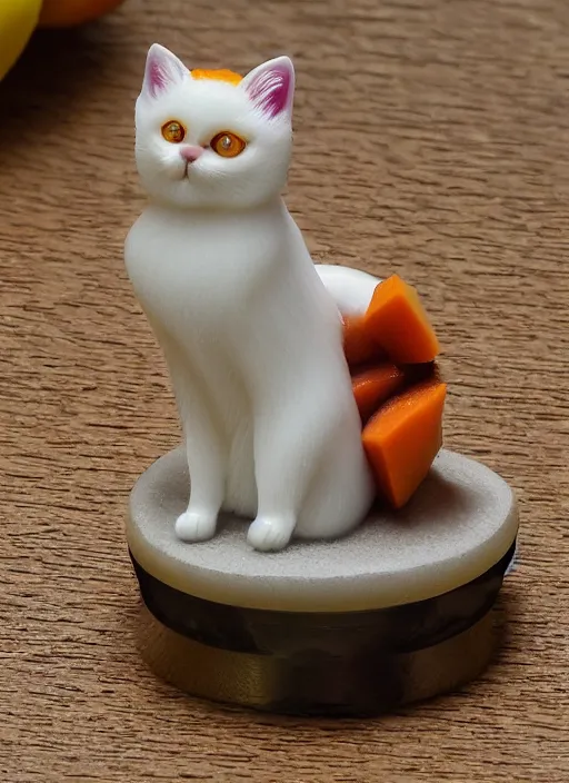 Image similar to 80mm resin detailed miniature of beautiful mango-cat, Product Introduction Photos, 4K, Full body