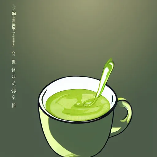 Prompt: A Cup of matcha green tea, detailed illustration, artstation, soft lighting, award winning masterpiece