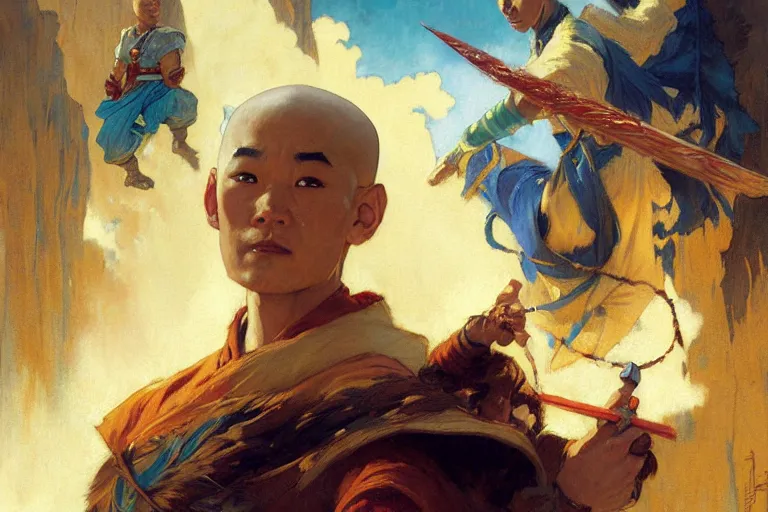 Image similar to the last airbender, painting by gaston bussiere, craig mullins, j. c. leyendecker