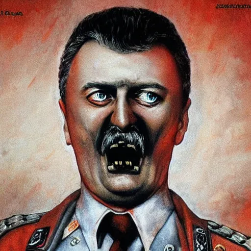 Image similar to igor ivanovich strelkov became an angry degraded satanic hellfire demonic abomination and calling for total mobilization, photo - realistic, color image, 2 k, highly detailed, bodyhorror, occult art