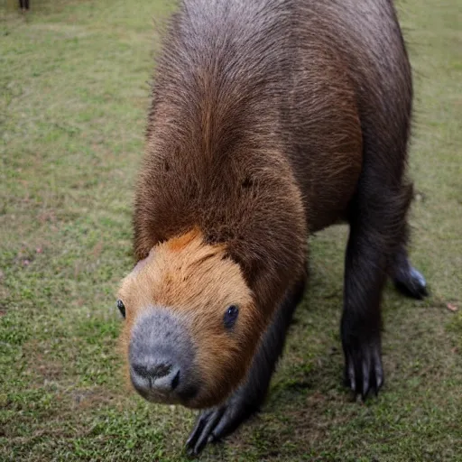 Image similar to an antropomorphic capybara wearing a suit