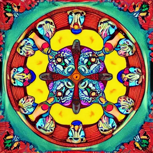 Prompt: A mandala of cats!