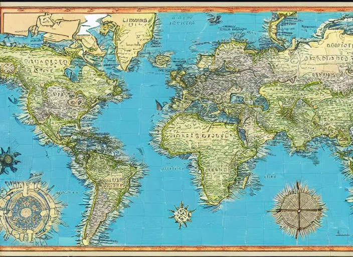 Image similar to dramatic map over fantasy world