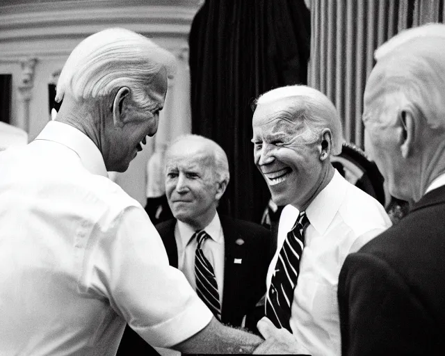 Image similar to president joe biden face to face with president joe biden, nikon 3 5 mm, photograph