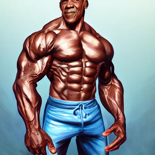 Image similar to Muscular Obama , digital art , hyperdetailed , artstation , cgsociety , matt painting , concept art