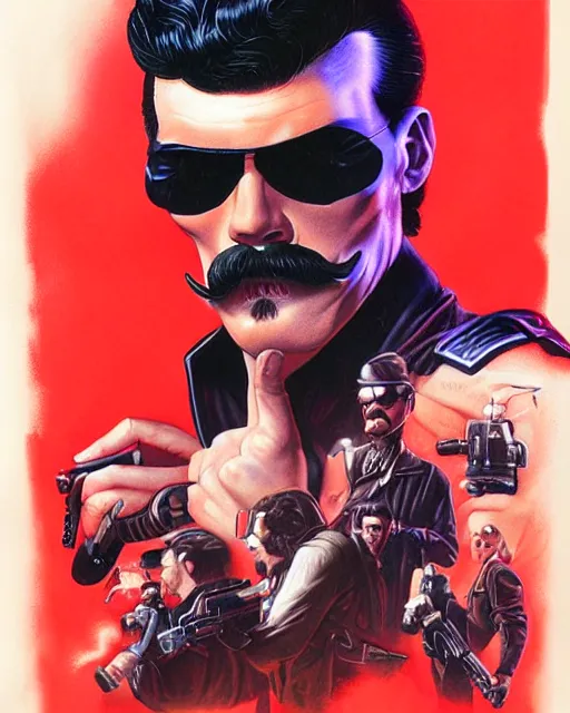 Prompt: cel - shaded drdisrespect airbrush, drew struzan illustration art, key art, movie poster