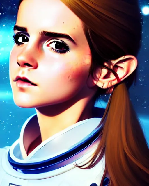 Prompt: portrait Anime space cadet Emma watson cute-fine-face, pretty face, realistic shaded Perfect face, fine details. Anime. realistic shaded lighting by Ilya Kuvshinov Giuseppe Dangelico Pino and Michael Garmash and Rob Rey, IAMAG premiere, aaaa achievement collection, elegant freckles, fabulous