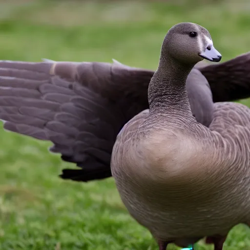 Image similar to photo of a goose wearing knight armor