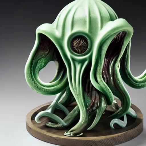 Prompt: a porcelain sculpture of cthulhu product shot