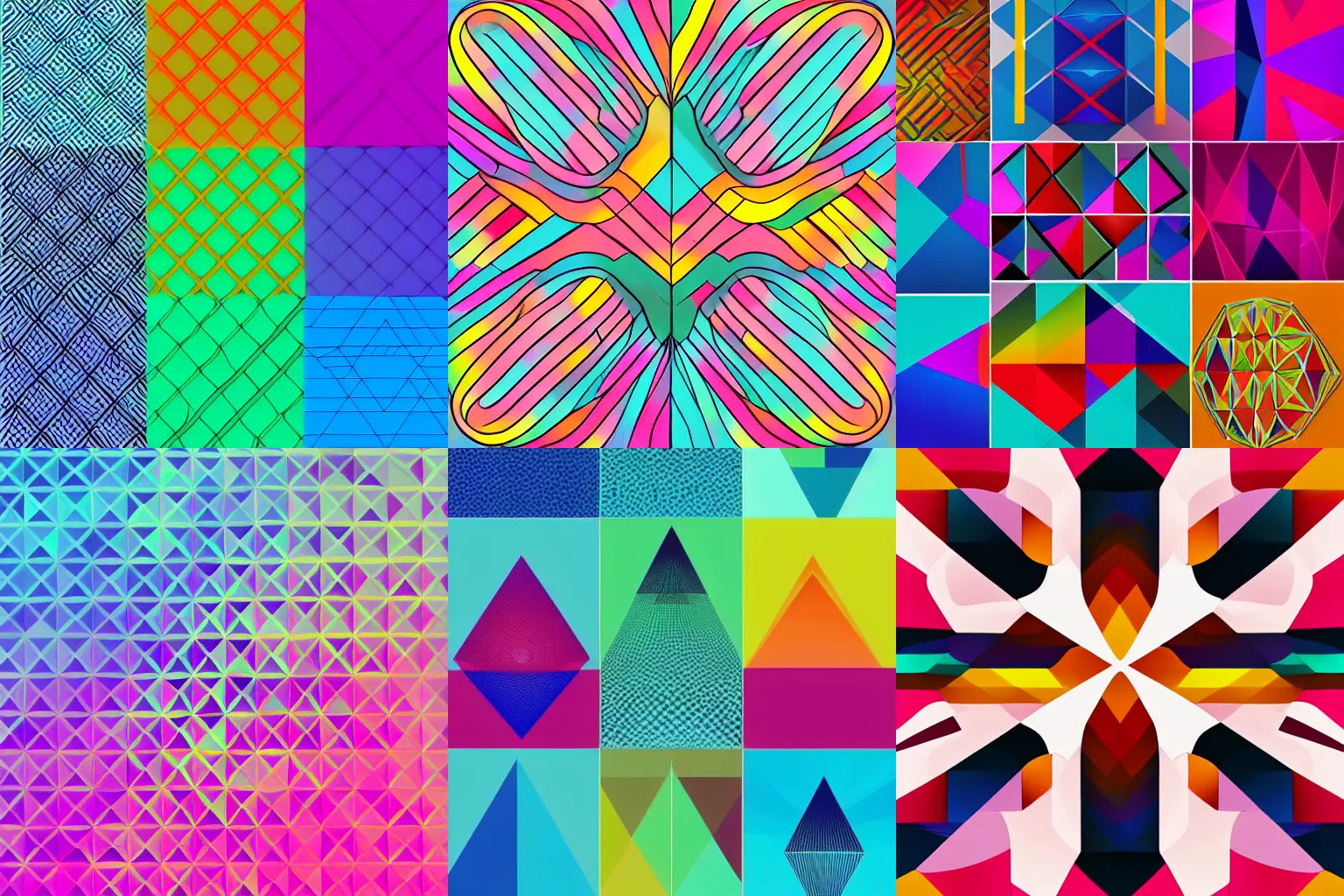 Prompt: beautiful colorful geometric designs, curves, gradient, line art, minimalist, trending on artstation