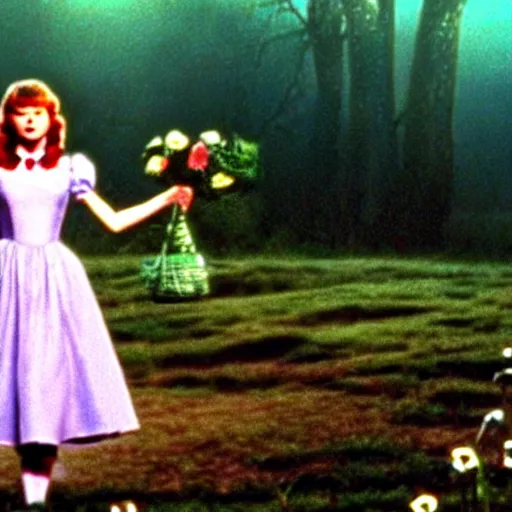 Image similar to film still of taylor swift as dorothy, the wizard of oz ( 1 9 9 0 ), directed by david lynch
