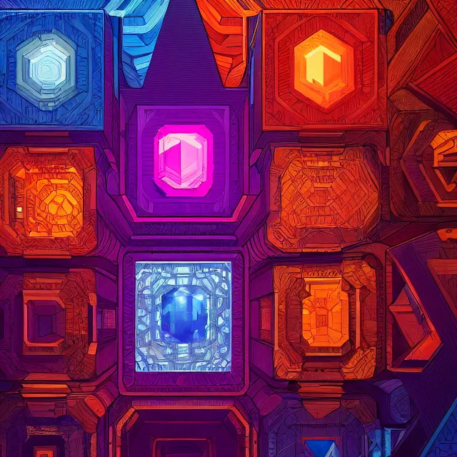 Prompt: blockchain, blocks of cubic tech connected, centered, symmetry, painted, intricate, volumetric lighting, beautiful, rich deep colors masterpiece, sharp focus, ultra detailed, in the style of dan mumford and marc simonetti