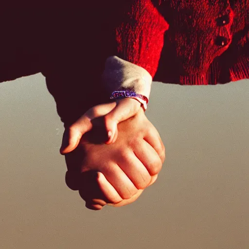 Image similar to vhs video of a couple holding their hands
