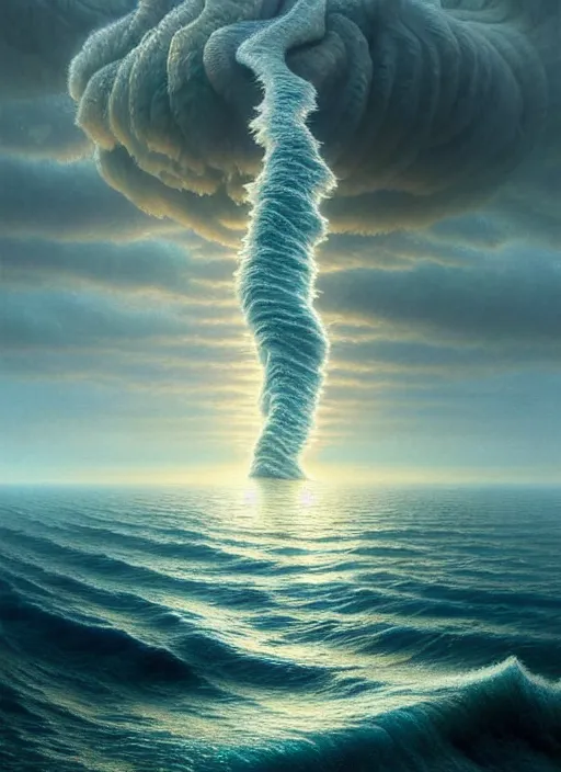 Image similar to A hyper-detailed 3d render like a Oil painting of the Ocean’s dream of the Upward Spiral, Surreal Concept Art!!!!!!, lifelike, photorealistic, digital painting, aesthetic, smooth, sharp focus, Artstation HD, by Greg Rutkowski, Chris Tulloch McCabe, Valentina Remenar and Asher Duran,