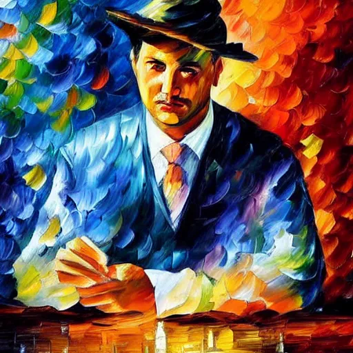 Image similar to a portrait of a man by leonid afremov