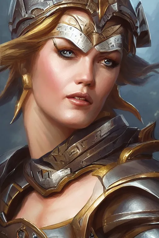 Image similar to amazon valkyrie athena, d & d, fantasy, portrait, highly detailed, headshot, digital painting, trending on artstation, concept art, sharp focus, illustration, art by artgerm and greg rutkowski and magali villeneuve