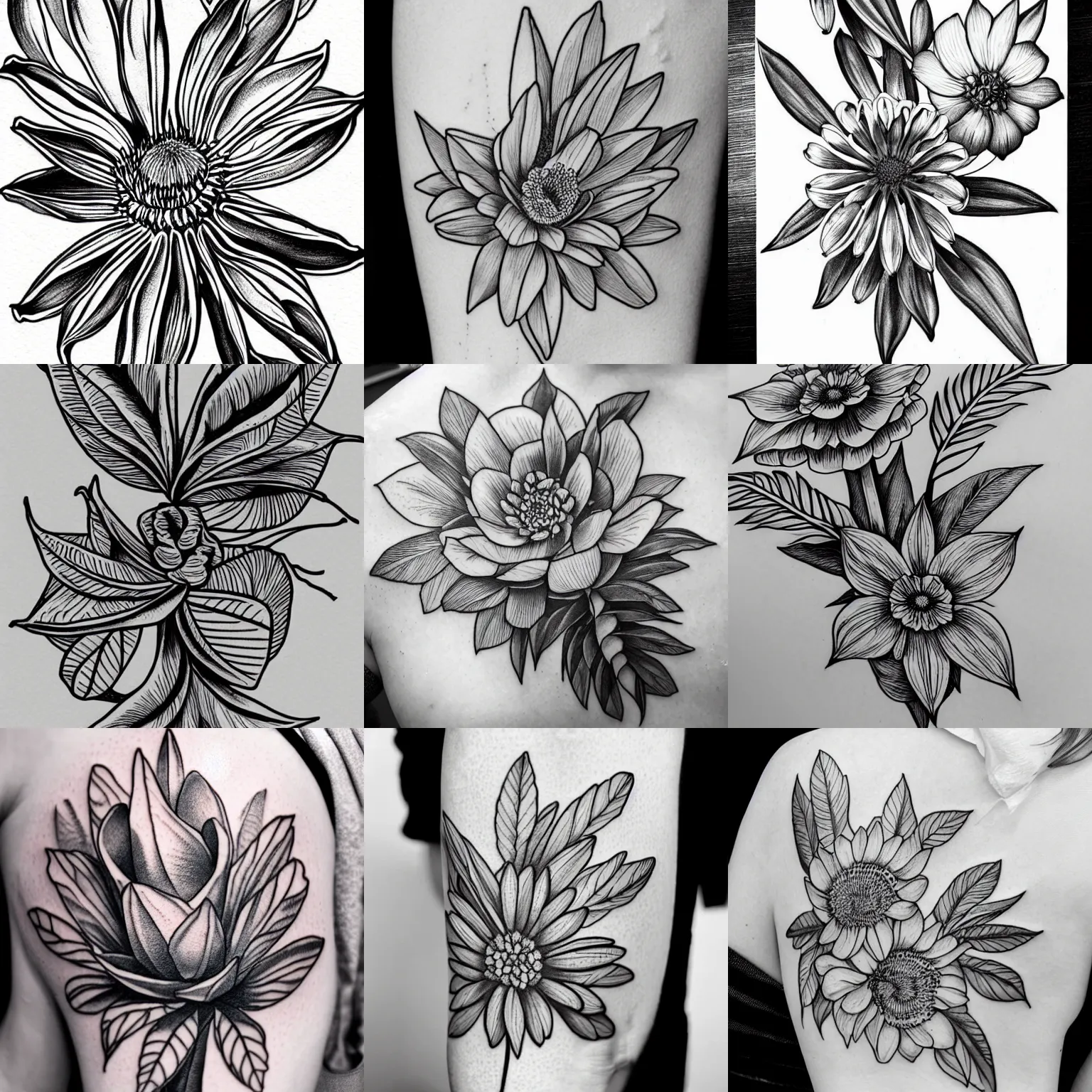 Premium Vector | Collection of minimalistic simple floral elements graphic  sketch fashionable tattoo design flowers grass and leaves botanical natural  elements vector illustration outline line doodle style