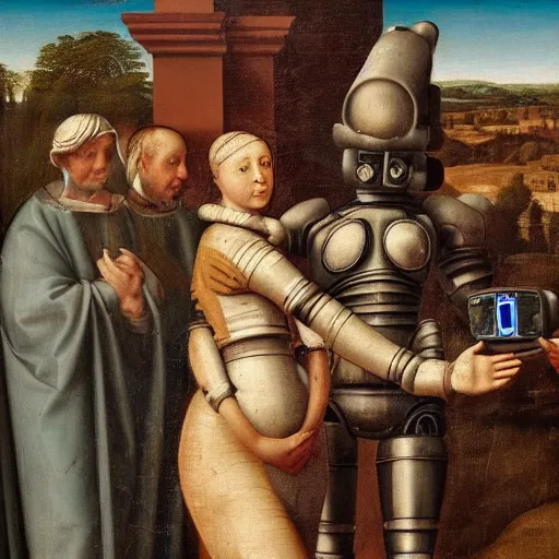 Image similar to a robot as the subject of a renaissance era painting