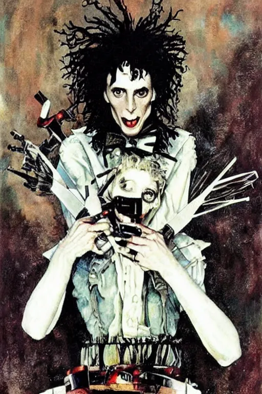 Prompt: edward scissorhands painted by norman rockwell