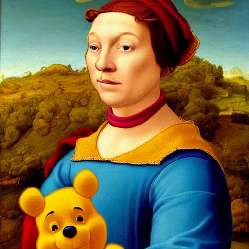 Prompt: a renaissance style portrait painting of Winnie the Pooh