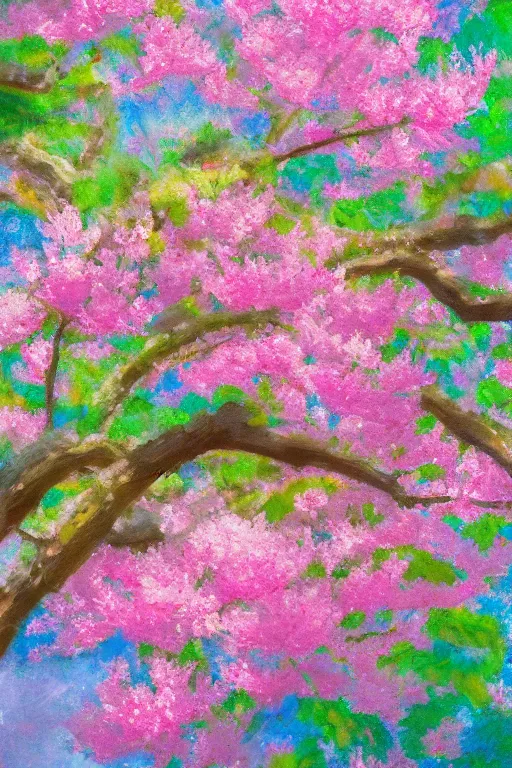 Image similar to Hanami flowers in impressionism style