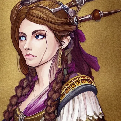 Image similar to detailed ilustration of a beautiful female bard, d & d style
