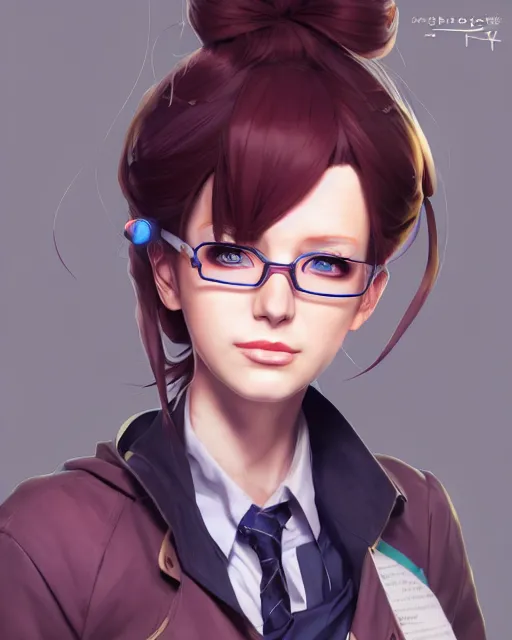 Image similar to character concept art of jennifer connely as an anime diesepunk scientist | | cute - fine - face, pretty face, realistic shaded perfect face, fine details by stanley artgerm lau, wlop, rossdraws, james jean, andrei riabovitchev, marc simonetti, and sakimichan, trending on artstation