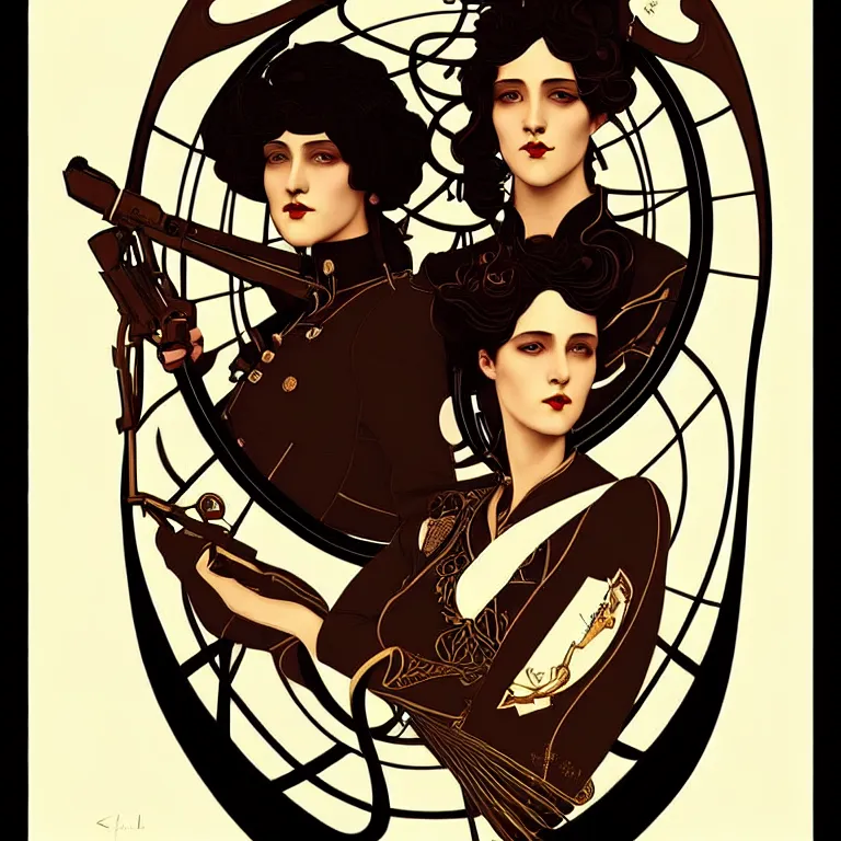 Image similar to stunning art nouveau print of 💂♀ 🪲 🤟 🥍 by stanley lau, 4 k, best on artstation, much wow, much detail