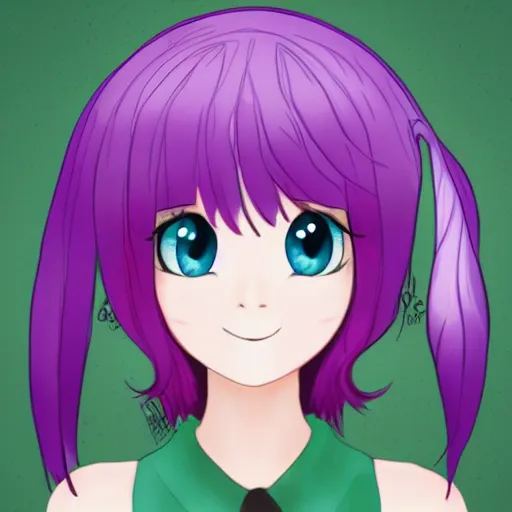 Image similar to Twitter profile picture of an illustrated catgirl with purple hair