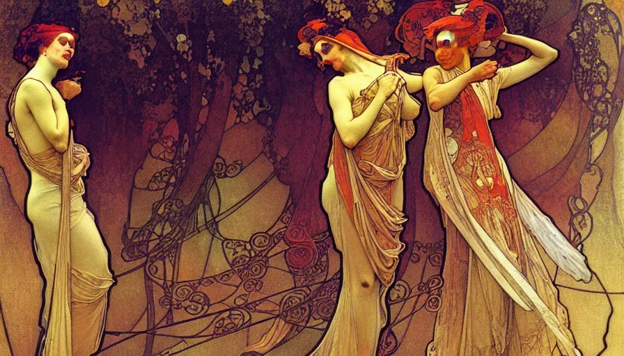 Image similar to the two complementary forces that make up all aspects and phenomena of life, by Alfons Maria Mucha