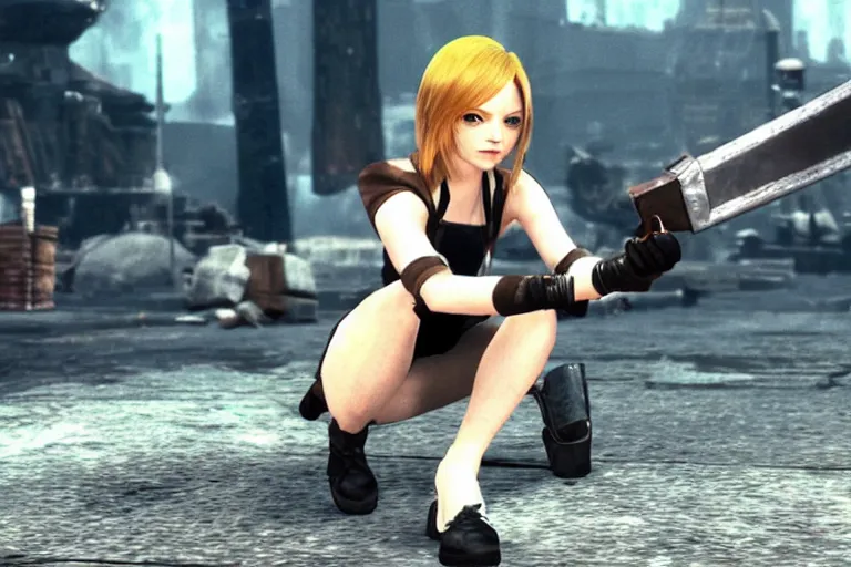 Prompt: Emma Stone in Final Fantasy VII