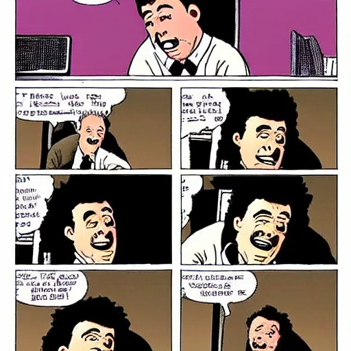 Prompt: Seinfeld, comic strip, by Bill Watterson