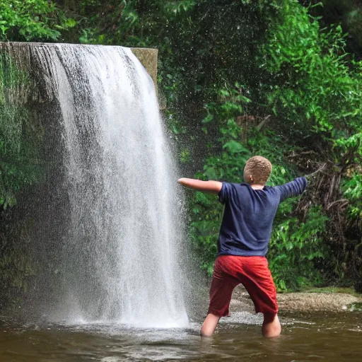 Prompt: two hands pouring a waterfall