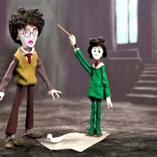 Image similar to Harry Potter, Tim Burton claymation style