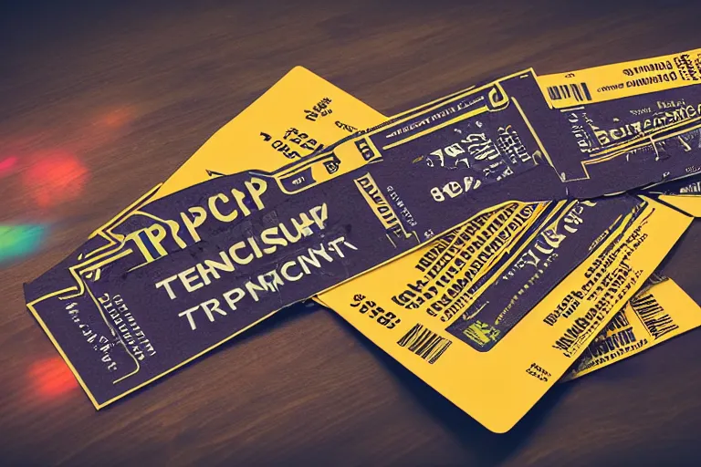 Image similar to photoshop mockup of a concert ticket on a table, bandname is tripmachine, realistic digital art, on the ticket is a 3 d render of a huge futuristic steampunk generator, 8 k, fluorescent colors, halluzinogenic, multicolored, exaggerated detailed, unreal engine