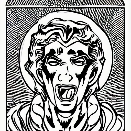 Prompt: apollo screaming face close up coloring pages