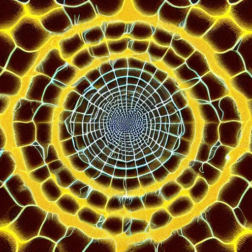 Image similar to a bee hive portal into the web3 universe, digital art