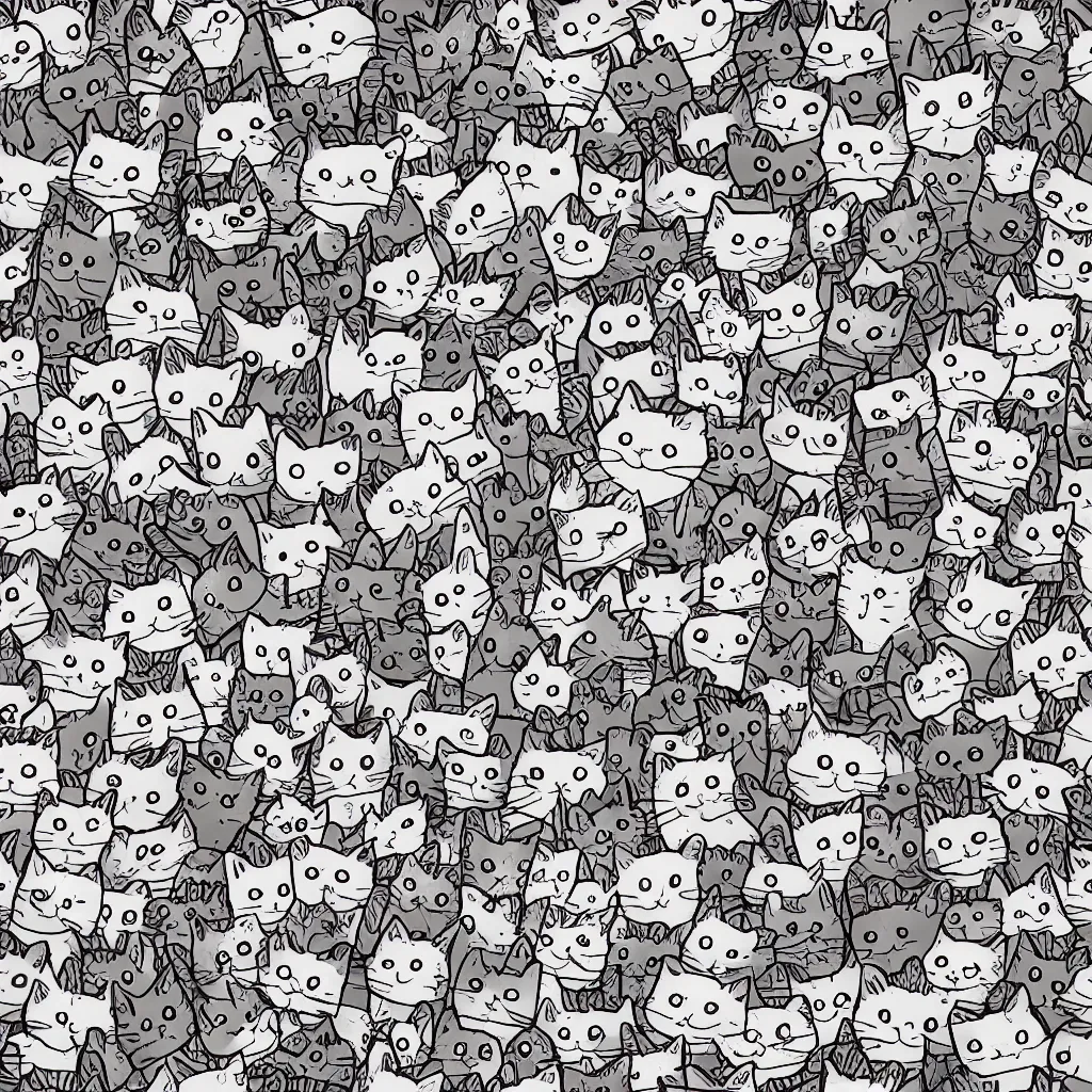 Prompt: seamless cute cat drawings texture art, 4k