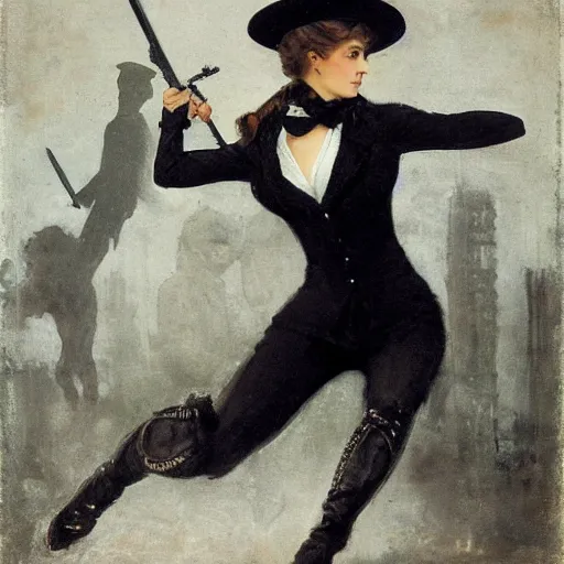 Image similar to action heroine spy by alfred stevens