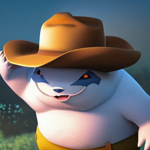 Image similar to snorlax wearing a cowboy hat by ken sugimori, digital art, character design, ultra detailed, octane render, 4 k, ultra details, dramatic lighting