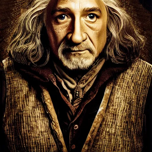 Prompt: hobbit einstein portrait